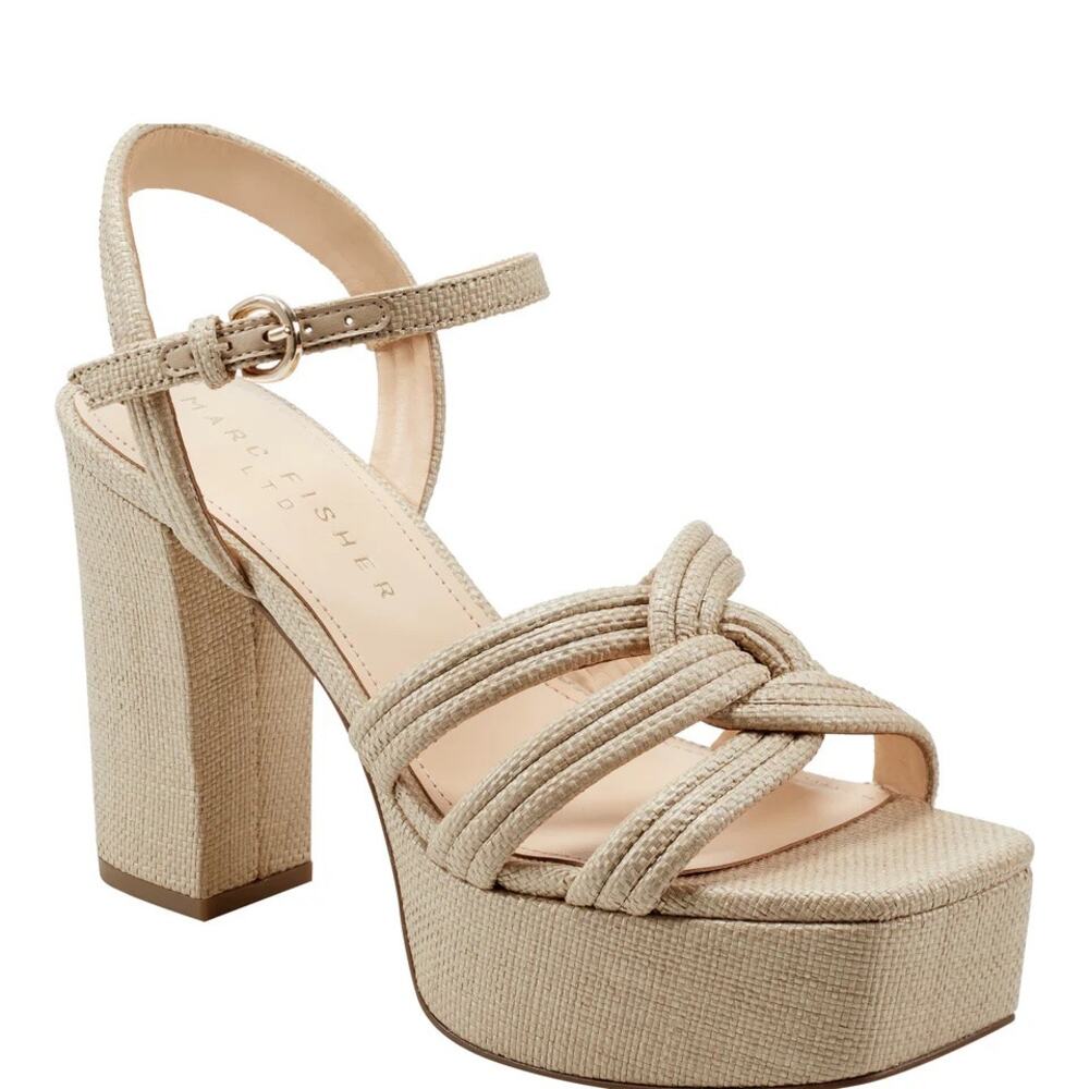 Marc Fisher LTD Cairo Platform Sandal in Medium Natural Size 9